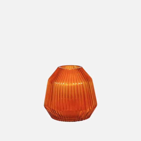Brian Tunks Cut Glass Vase Conical Mini Blood Orange  | Allium Interiors