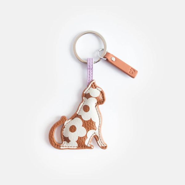 Caroline Gardner Key Ring Cat Tan/Cream Flowers | Allium Interiors