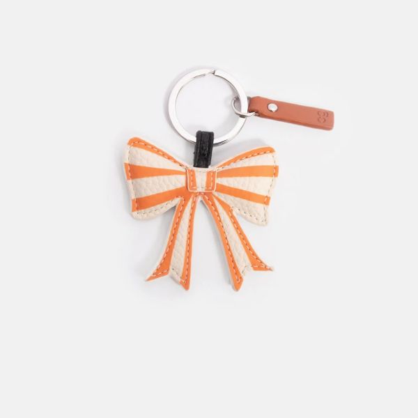 Caroline Gardner Key Ring Orange Stripey Bow  | Allium Interiors