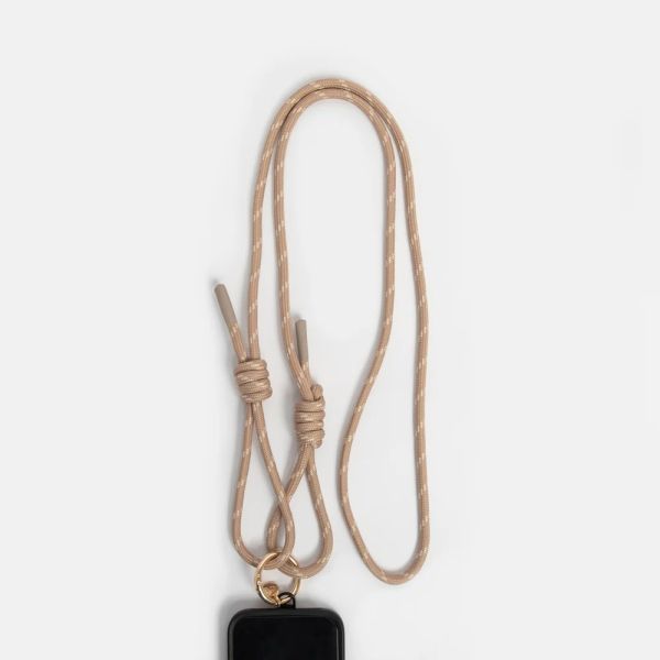 Caroline Gardner Crossbody Phone Strap Taupe/White | Allium Interiors