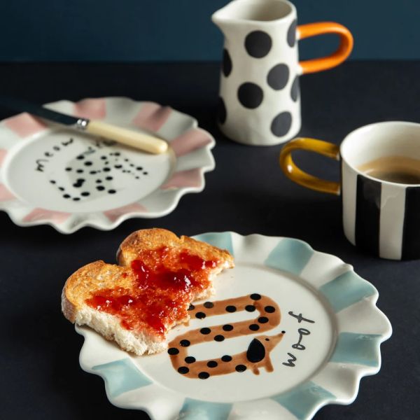 Caroline Gardner Ceramic Plate Woof Sausage Dog | Allium Interiors