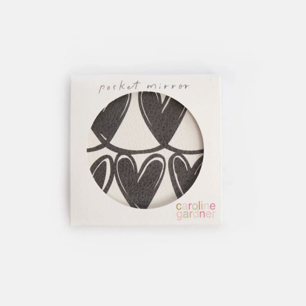 Caroline Gardner Square Pocket Mirror Mono Looped Hearts | Allium Interiors