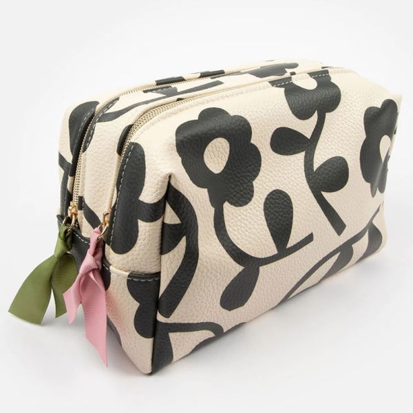 Caroline Gardner Wash Bag Black Flower | Allium Interiors