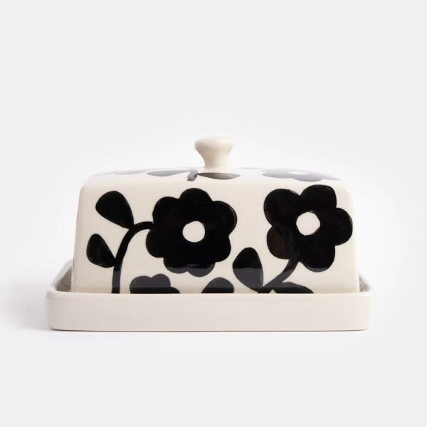 Caroline Gardner Butter Dish Mono Bloom | Allium Interiors
