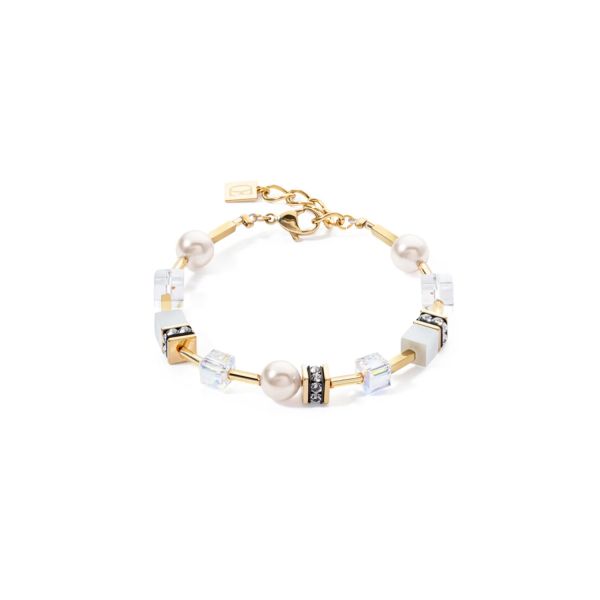 COEUR de LION Bracelet GeoCube Iconic Pearl Mix Gold-White | Allium Interiors
