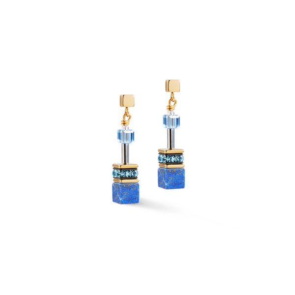 COEUR de LION Earrings GeoCube Natural Lapis Lazuli & Gold | Allium Interiors