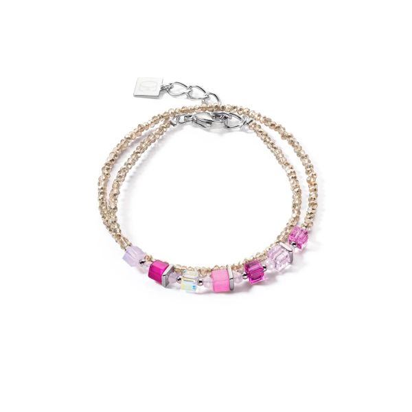 COEUR de LION Joyful Colours Wrap Bracelet Silver Pink | Allium Interiors