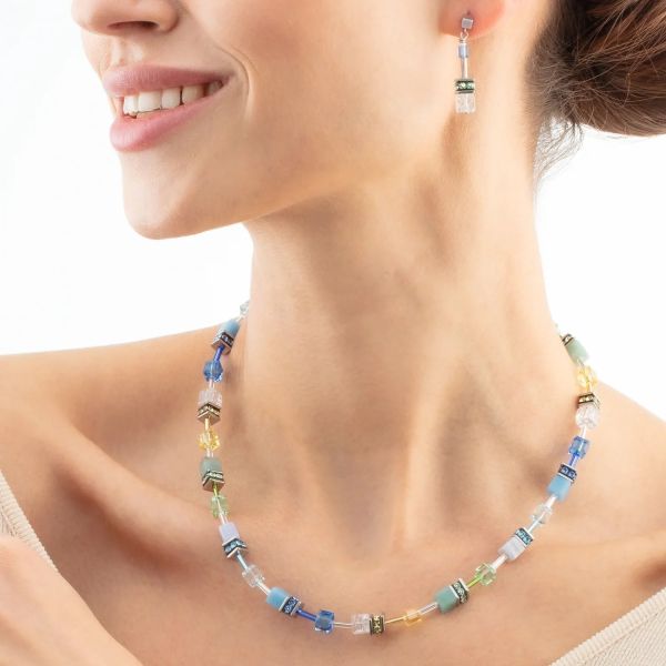 COEUR de LION Necklace GeoCube Iconic Precious Aqua Green | Allium Interiors