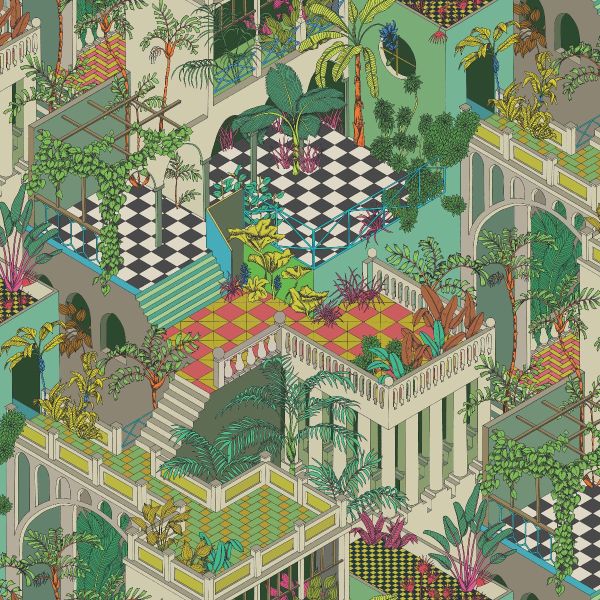 Cole And Son Fabric Miami Olive Green Multi | Allium Interiors