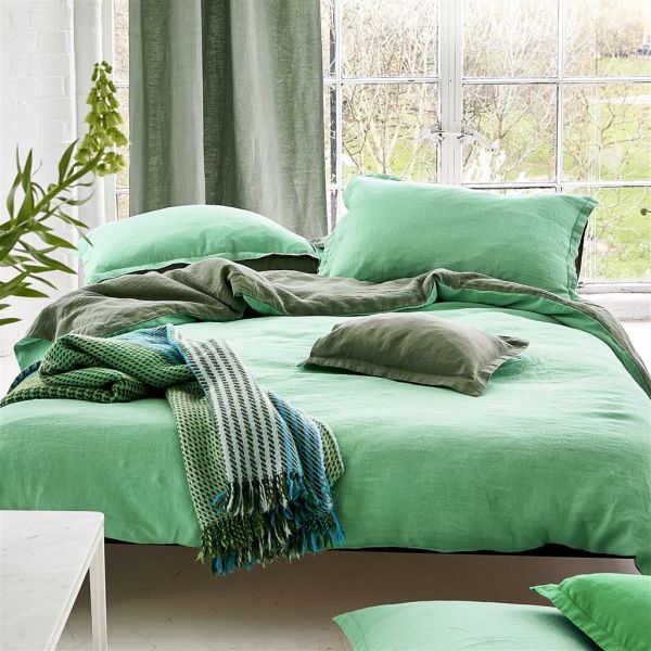 Designers Guild Biella Pale Jade & Olive Duvet | Allium Interiors
