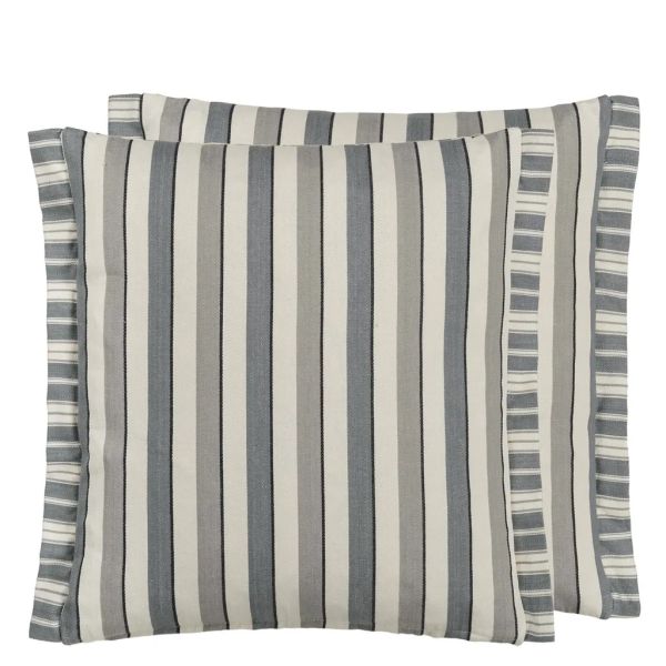 Designers Guild Cushion Burlington Stripe Charcoal | Allium Interiors