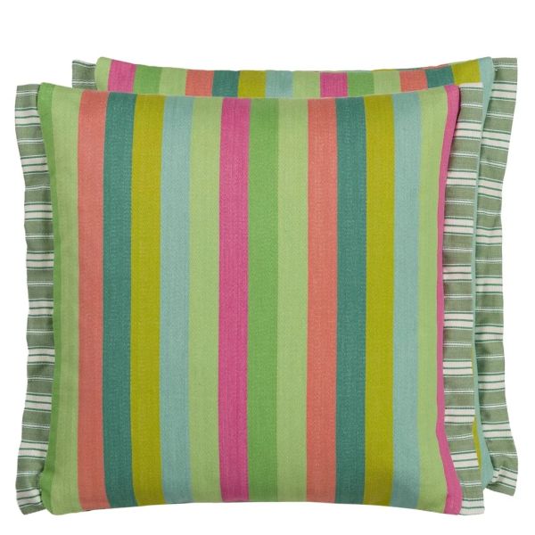 Designers Guild Cushion Cork Street Stripe Emerald | Allium Interiors