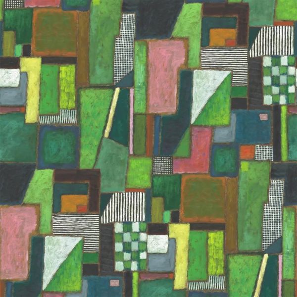 Designers Guild Fabric Raku Patchwork Emerald | Allium Interiors