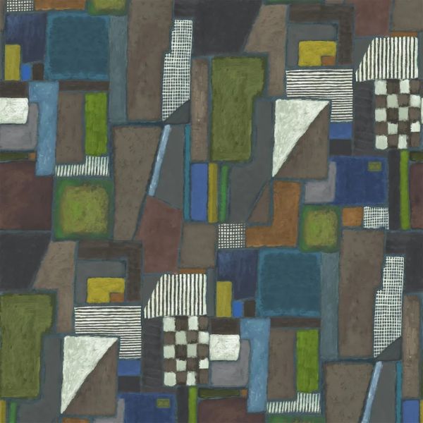 Designers Guild Fabric Raku Patchwork Chocolate | Allium Interiors