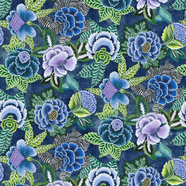 Designers Guild Fabric Rose De Damas Velours Indigo | Allium Interiors