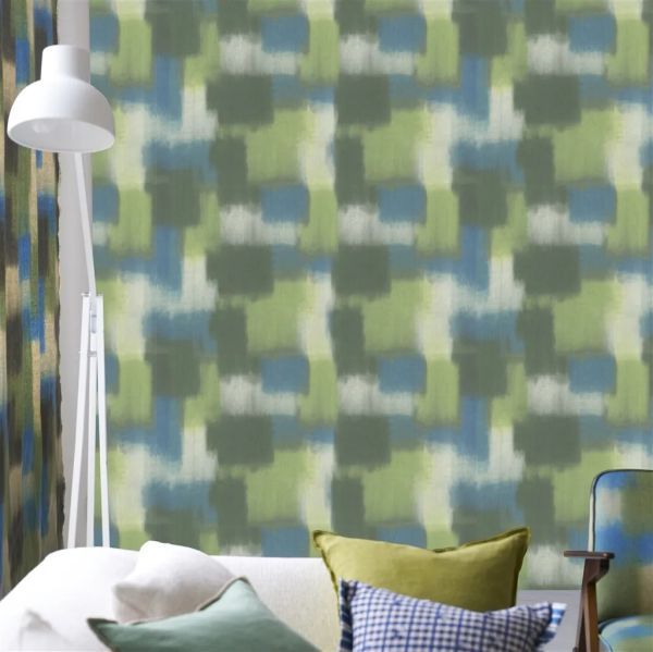 Designers Guild Wallpaper Carrés Ombrés Moss | Allium Interiors