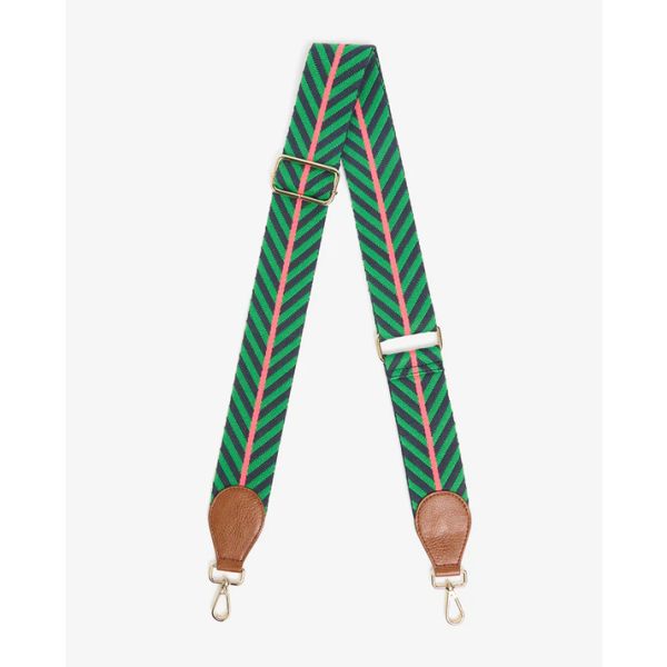 Elms+King Accent Strap - Green/Navy with Tan Tab | Allium Interiors