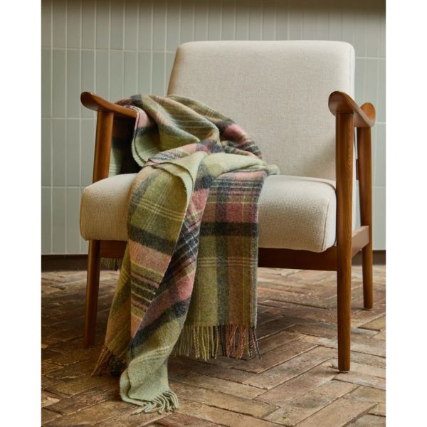Exquisite Wool Traders Wool Throw Kintyre Green | Allium Interiors
