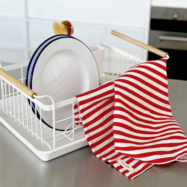 Father Rabbit Red Father Rabbit Tea Towel French Nautical Red Stripe