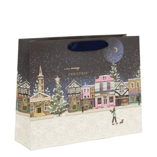 Glick Christmas Gift Bag Large Landscape Nostalgia Lane | Allium Interiors