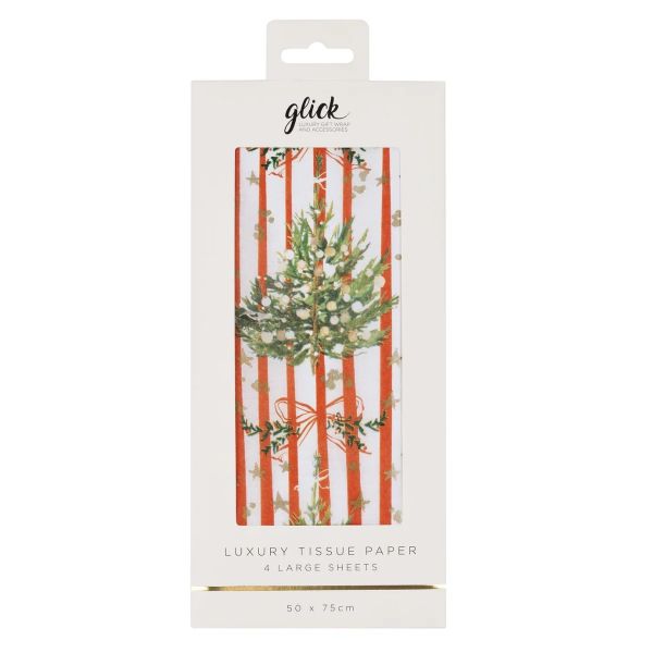 Glick Christmas Tissue Paper Spruce Tree Red Stripe | Allium Interiors