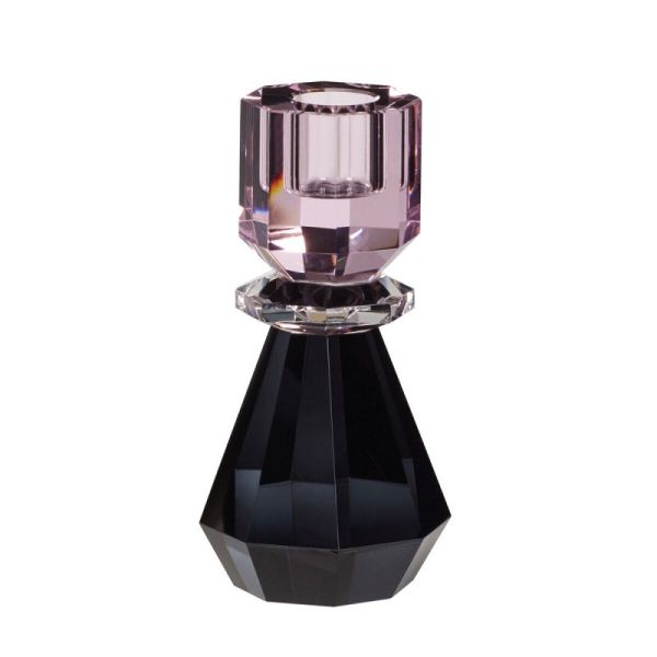 Hübsch Crystal Candle Holder Pink & Smoke Medium | Allium Interiors