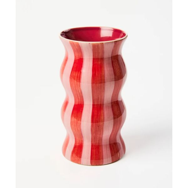 Jones&Co Vase Palma Stripe Red & Pink | Allium Interiors