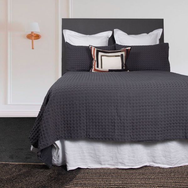 Seneca Jumbo Waffle Duvet Set Coal | Allium Interiors