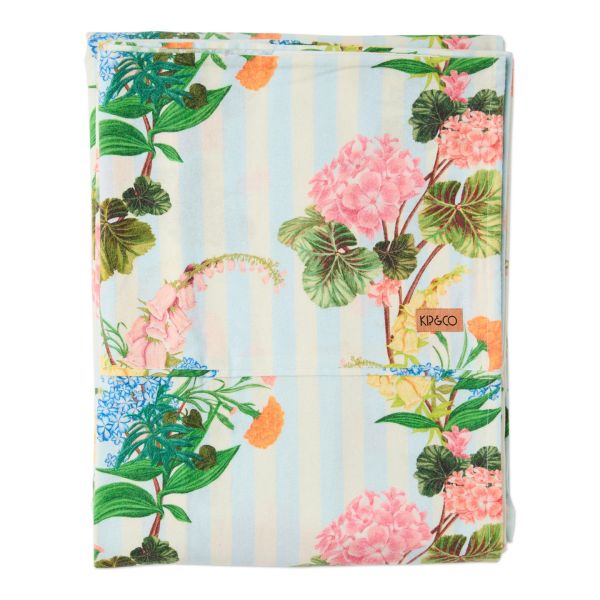 KIP&CO Bouquet Beauty Stripe Flannelette Flat Sheet | Allium Interiors