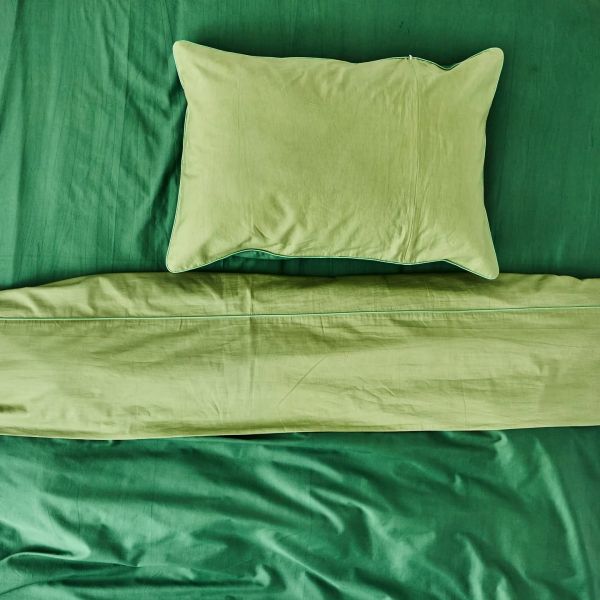 Kip&Co Glow In Green Bamboo Cotton Pillowcases | Allium Interiors