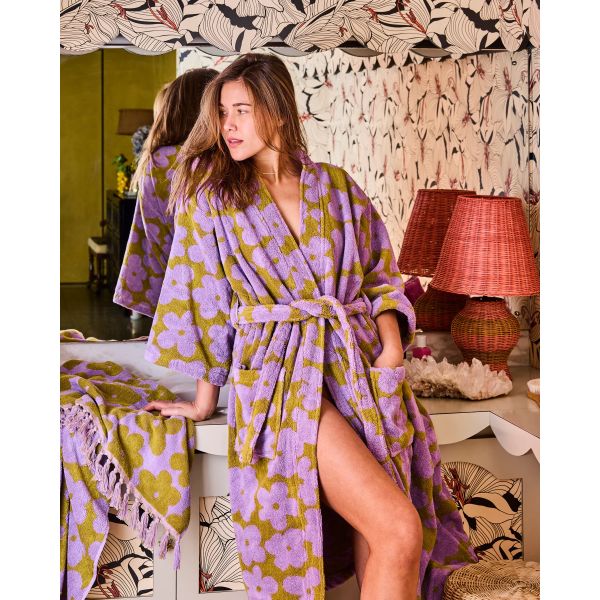 Kip&Co Big Flower Terry Bath Robe | Allium Interiors