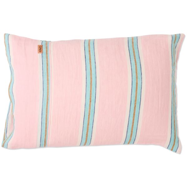 KIP&CO Tickled Pink Stripe Linen Pillowcase Pair | Allium Interiors