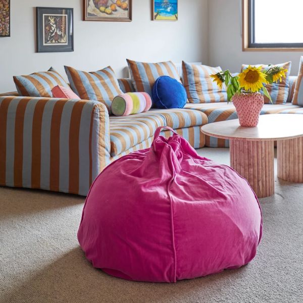 Kip&Co Velvet Bean Bag Super Pink | Allium Interiors