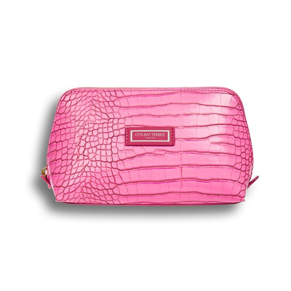 Otis Batterbee Makeup Bag Large Pink Croc | Allium Interiors