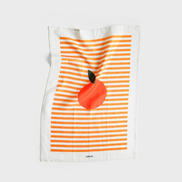 Lettuce Tea Towel Orange Larger Stripe | Allium Interiors