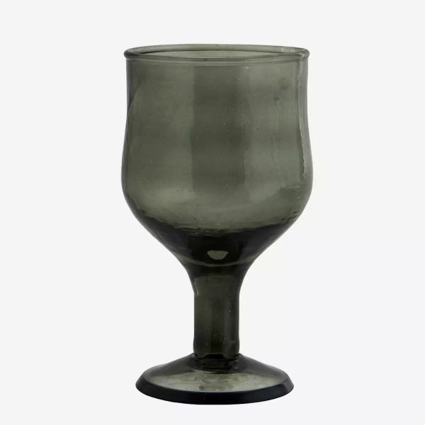 Madam Stoltz Wine Glass Hammered Green | Allium Interiors