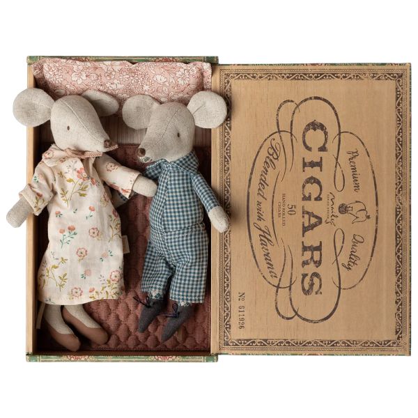 Maileg Mouse Grandma & Grandpa in Cigar Box | Allium Interiors
