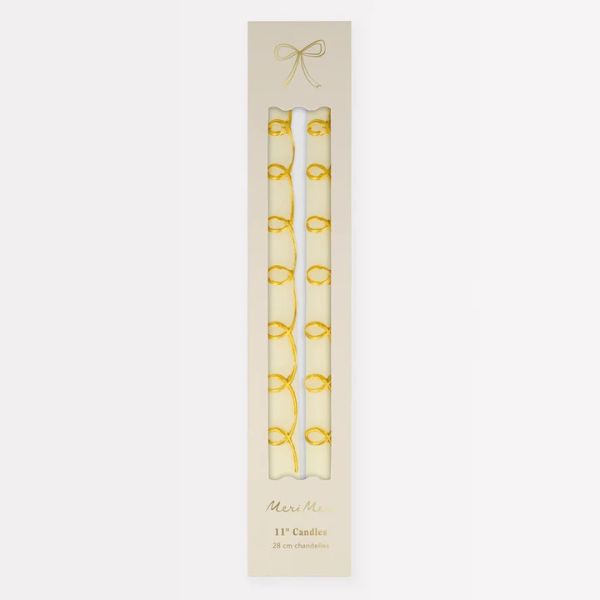 Meri Meri Taper Candles Gold Swirl S/2 | Allium Interiors
