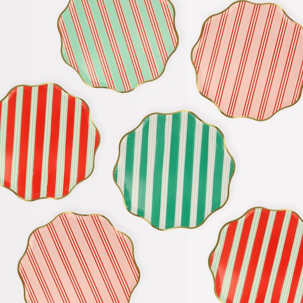 Meri Meri Christmas Paper Side Plate Set of 8 Festive Stripe | Allium Interiors