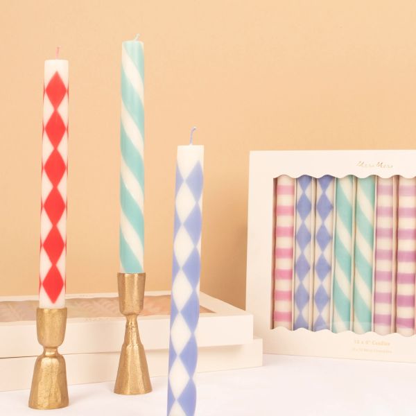 Meri Meri Candles Patterned Table Candles | Allium Interiors