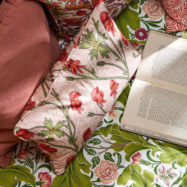 Morris & Co. Fabric Monkshood Rhubarb | Allium Interiors