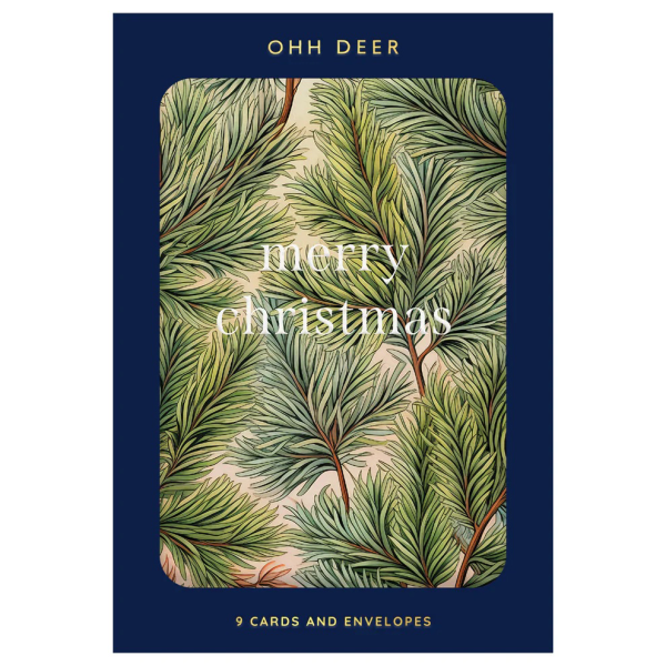 Ohh Deer Christmas Card Pack of 9 Christmas Tree Botanical | Allium Interiors