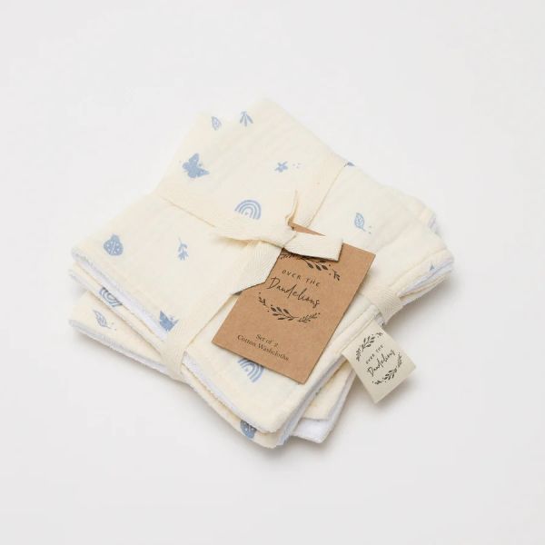 Over The Dandelions Organic Muslin Washcloth Set of 2 Enchanted Garden | Allium Interiors