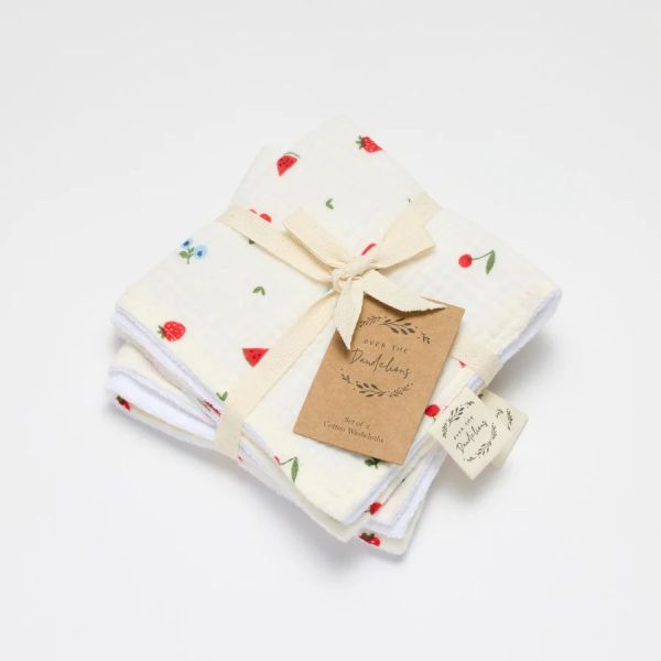Over The Dandelions Organic Muslin Washcloth Set of 2 Sweet Pickings | Allium Interiors