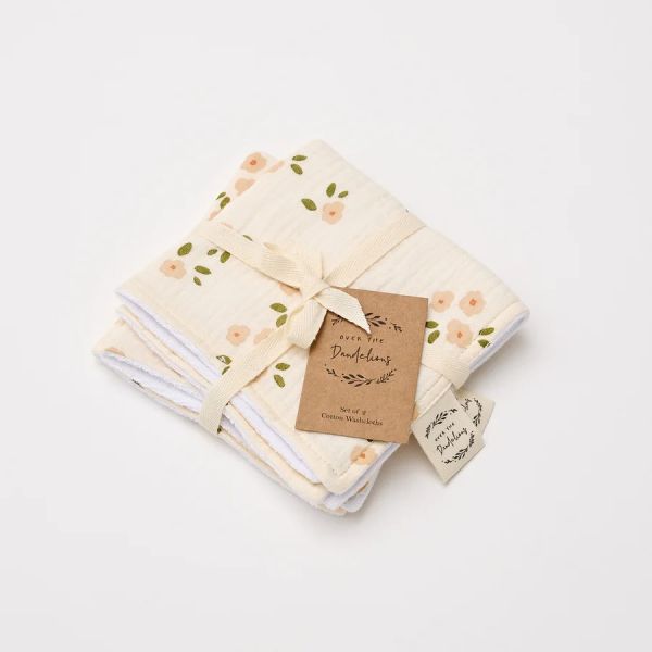 Over The Dandelions Organic Muslin Washcloth Set of 2 Daisy | Allium Interiors