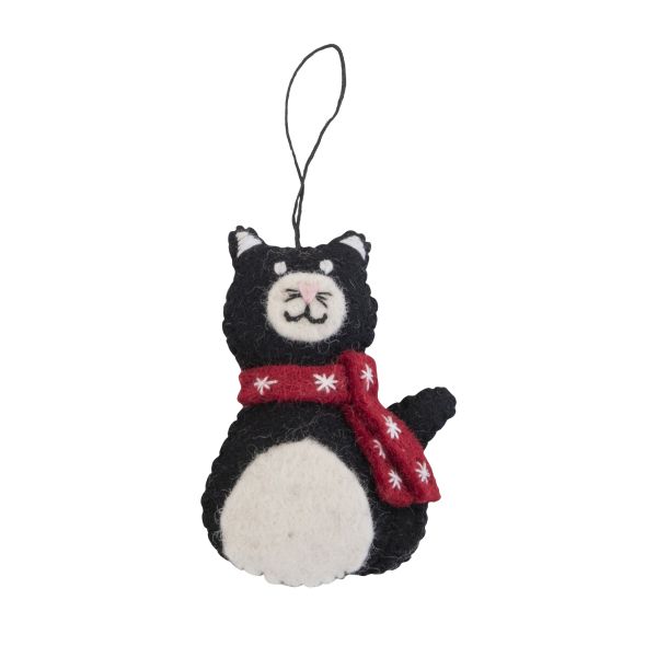 Pashom Christmas Decoration Cat With Scarf Black | Allium Interiors