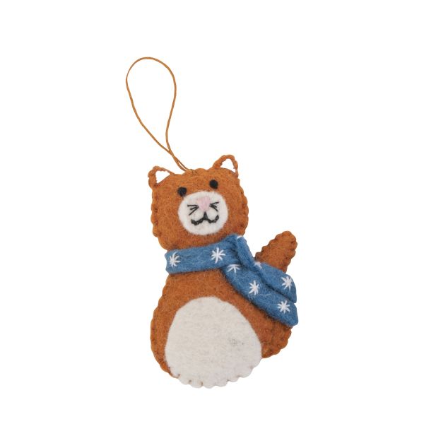 Pashom Christmas Decoration Cat With Scarf Orange | Allium Interiors