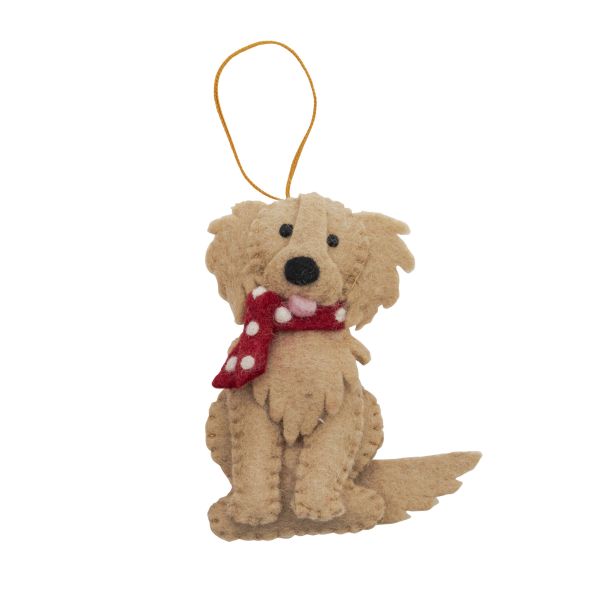 Pashom Christmas Decoration Golden Retriever Red Scarf  | Allium Interiors