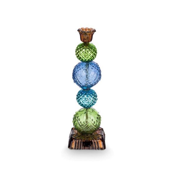 Pip Studio Glass Candle Holder Bead Blue/Green 30cm | Allium Interiors