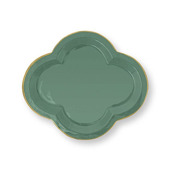 Pip Studio Tray Enamel Fancy Large Green | Allium Interiors